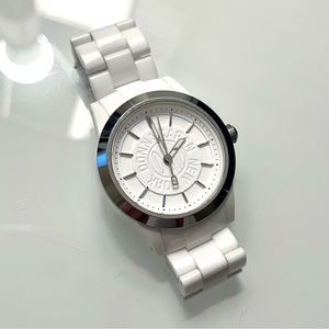 Donna Karan Ceramic White Chain Watch